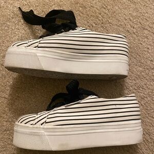 Superga Black And White Striped Sneakers